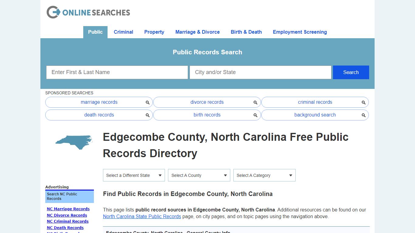 Edgecombe County, North Carolina Public Records Directory